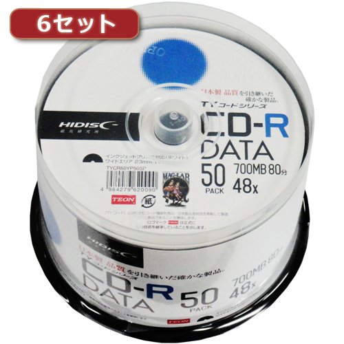 まとめ得 300枚セット(50枚X6個) HI DISC CD R(データ用)高品質 TYCR80YP50SPX6 x [3個] /l :l3 4560352838240:WEB TWOHAN in