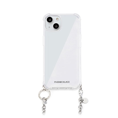 まとめ得 PHONECKLACE チェーンショルダーストラップ付きクリアケース for iPhone 14 シルバー 背面カバー型 PN23850i14SV x [3個] /l｜web-twohan3