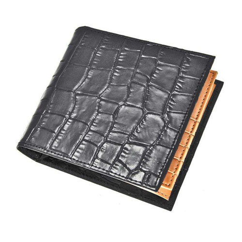 まとめ得 J.HARRISON 牛革(床革)クロコ型押し・折札、カード、コイン入れ付財布 jwt-008 x [3個] /l