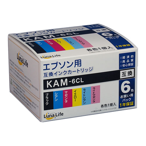 まとめ得 ワールドビジネスサプライ Luna Life エプソン用 互換インクカートリッジ KAM 6CL 6本セット LNEPKAM/6P x [4個] /l :l3 4582458928151 m:WEB TWOHAN in