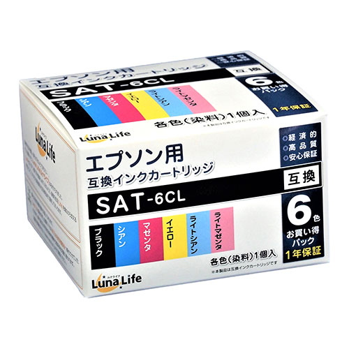 まとめ得 ワールドビジネスサプライ Luna Life エプソン用 互換インクカートリッジ SAT 6CL 6本セット LNEPSAT/6P x [4個] /l :l3 4582458928342 m:WEB TWOHAN in