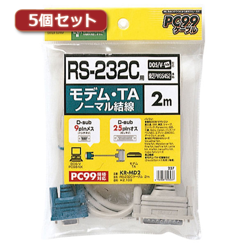 ޤȤ 5ĥå 掠ץ饤 RS-232C֥(TAǥѡ2m) KR-MD2X5 x [4] /l