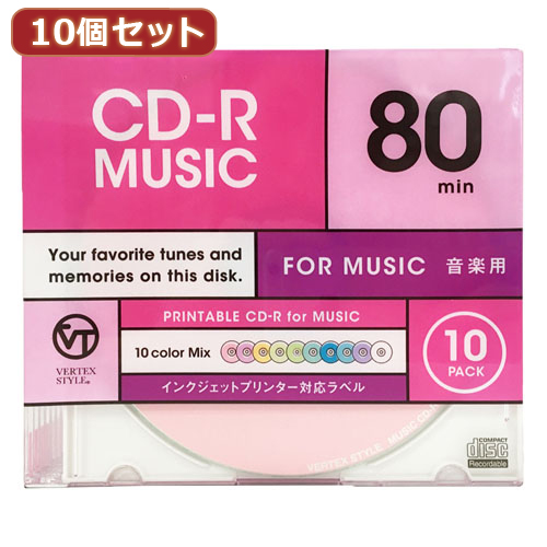 まとめ得 10個セット VERTEX CD R(Audio) 80分 10P カラーミックス10色 インクジェットプリンタ対応 10CDRA.CMIX.80VXCAX10 x [4個] /l :l3 4589452975426 m:WEB TWOHAN in