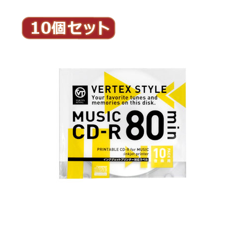 まとめ得 10個セット VERTEX CD R(Audio) 80分 10P インクジェットプリンタ対応(ホワイト) 10CDRA.80VX.WPX10 x [4個] /l :l3 4589452975570 m:WEB TWOHAN in