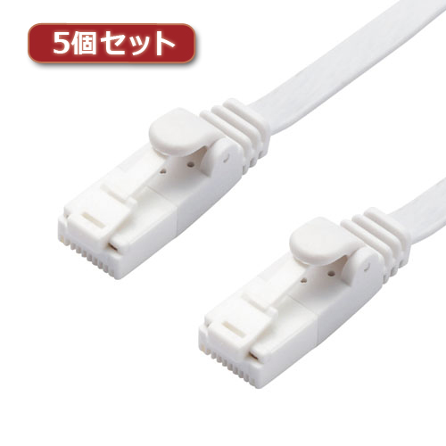 まとめ得 5個セットエレコム LANケーブル/CAT6A/爪折れ防止/フラット/3m/ホワイト LD GFAT/WH30X5 x [3個] /l :l3 4589452981557:WEB TWOHAN in