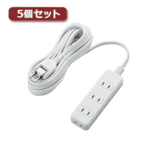 まとめ得 5個セットエレコム 電源タップ(雷ガード・ほこりシャッター) T-KST02-22450WH T-KST02-22450WHX5 x [3個] /l