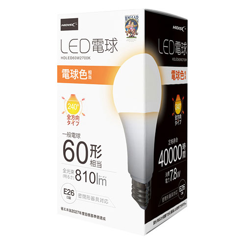 まとめ得 【10個セット】 HIDISC LED電球(一般電球60形相当) 電球色 HDLED60W2700KX10 x [4個] /l :l3 4589453094690 m:WEB TWOHAN in