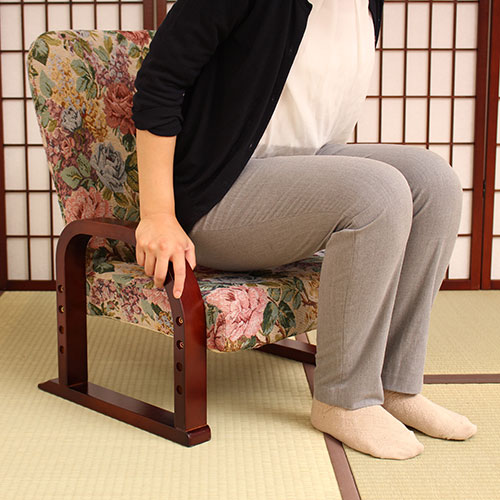 まとめ得 谷村実業 立ち座りらくらく座椅子 ミドルタイプ リクライニング ゴブラン(花柄) TAN-100M-GOB x [3個] /l |  | 03