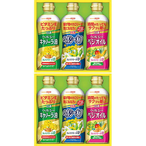 まとめ得 日清オイリオ ヘルシーオイルギフト ヘルシーキャノーラ油・ヘルシーオフ・ヘルシーベジオイル(各350g)×各2 B1105518 x [4個] /l