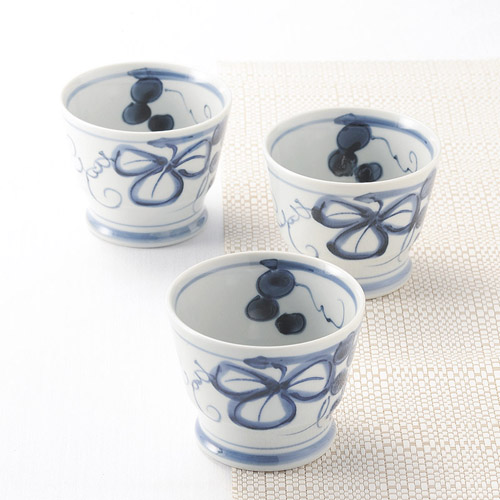 まとめ得 古染青磁ぶどう絵トリオマルチカップ揃 K20307534 x [4個] /l