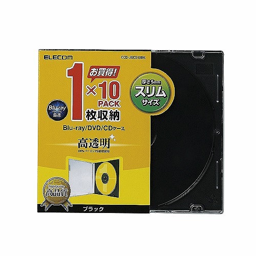 まとめ得 エレコム　Blu-ray/DVD/CDケース(スリム/PS/1枚収納)　CCD-JSCS10BK x [5個] /l