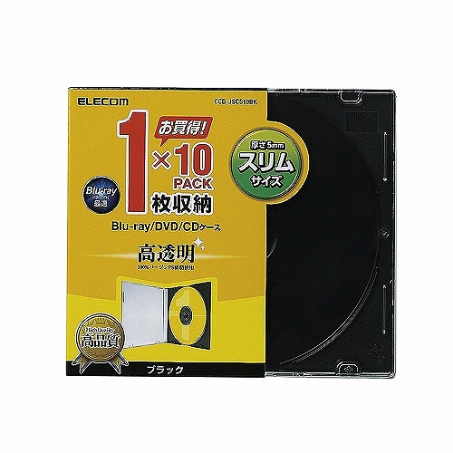 まとめ得 エレコム　Blu-ray/DVD/CDケース(スリム/PS/1枚収納) 10枚入 ブラック CCD-JSCS10BK x [4個] /l