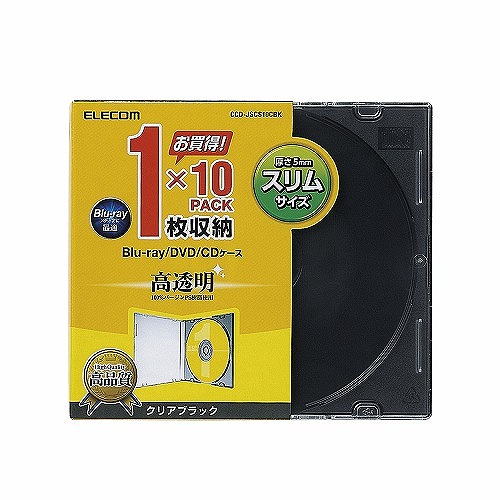 まとめ得 エレコム　Blu-ray/DVD/CDケース(スリム/PS/1枚収納) 10枚入 クリアブラック CCD-JSCS10CBK x [4個] /l