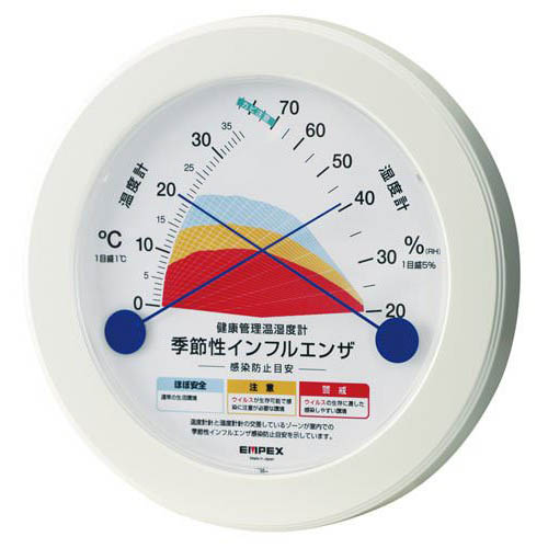 まとめ得 EMPEX 感染防止目安 温度湿度時計 「TM-2582季節性インフルエンザ 感染防止目安温度・湿度計」 TM-2582 x [4個] /l