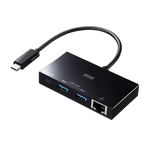 まとめ得 サンワサプライ USB Type Cハブ付き ギガビットLANアダプタ USB 3TCH20BK x [4個] /l :l3 4969887780794 m:WEB TWOHAN in