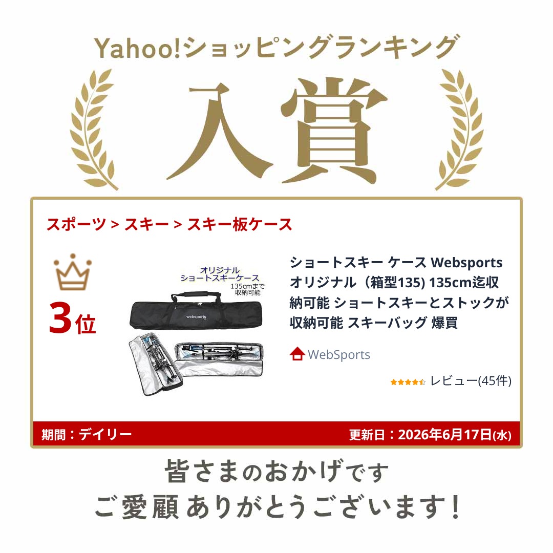 ショートスキー ケース Websports オリジナル（箱型135) 135cm迄収納
