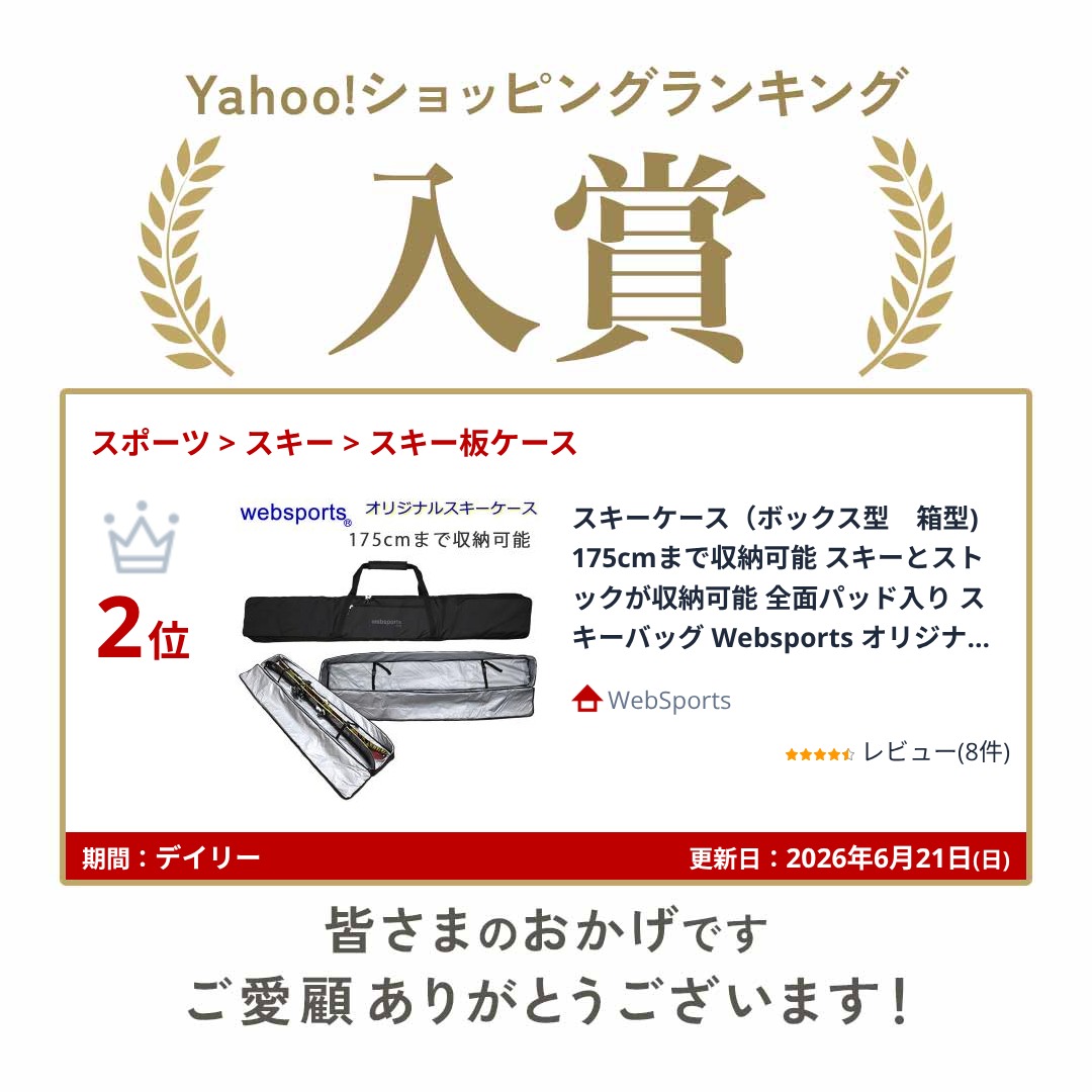 スキーケース（ボックス型 箱型) 175cmまで収納可能 スキーとストック