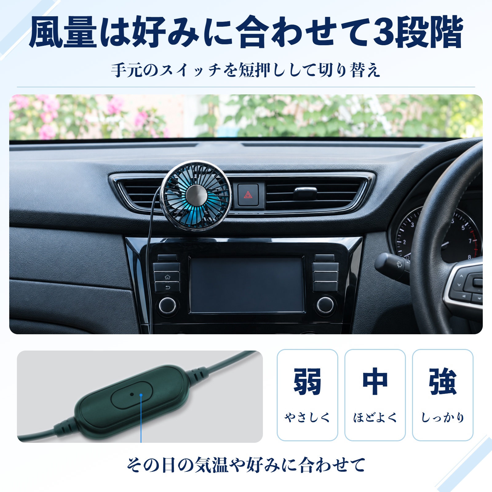 本田 フリードプラス GB系 互換性 車用扇風機 車用 車載サーキュレーター USB対応 3段階風量調節 角度調整 空気循環 涼風 WeCar |  | 05