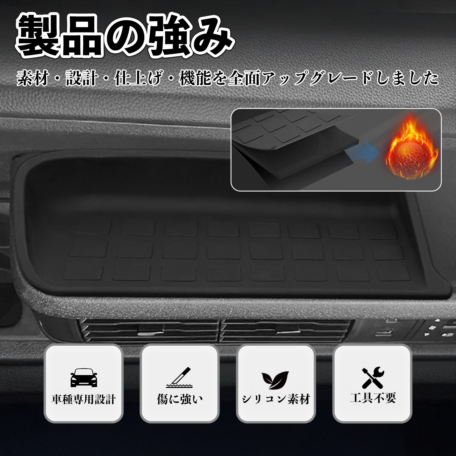 NBOX N-BOX Custom JF5 JF6 助手席 オープントレイマット シリコン 内装パーツ 水洗い可能 傷つき防止 保護 小物入れ 衝撃吸収 WeCar 関連画像1