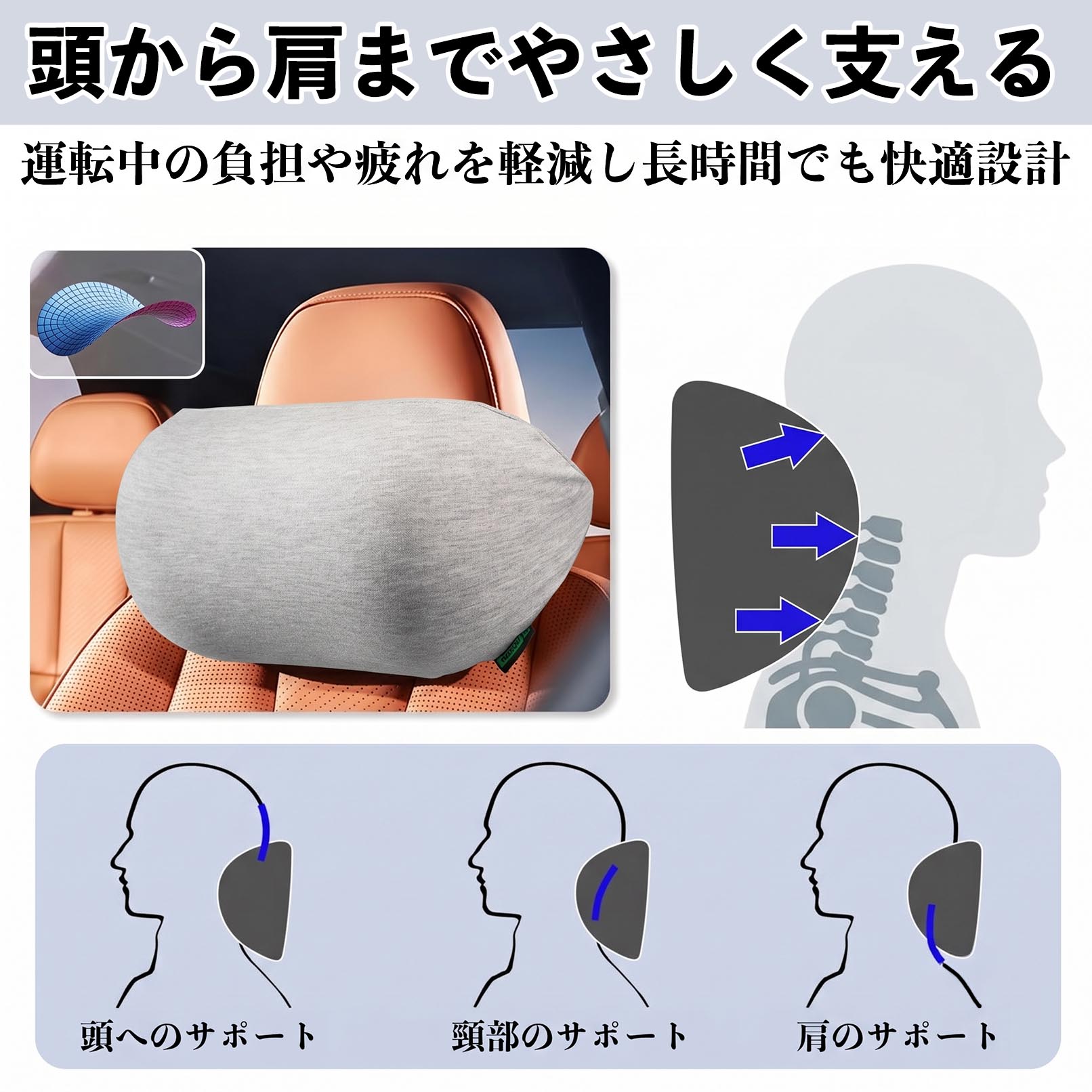 プロンボード用調整可能ヘッドレスト 15日までお値引き スズキ フロンクス FRONX 車用 腰クッション ヘッドレスト ランバー
