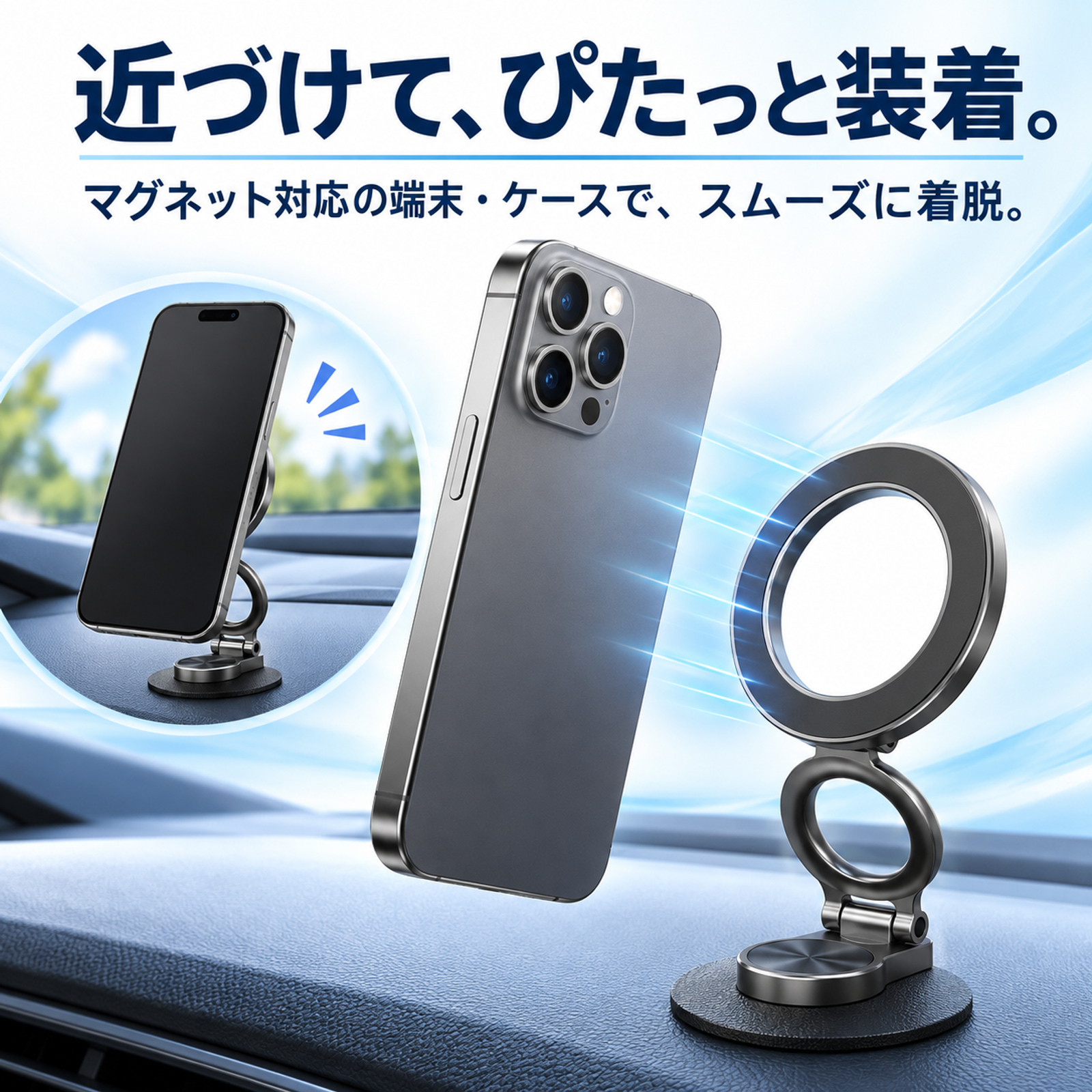トヨタ カローラアクシオ 互換性 車用スマホホルダー 車用 ダッシュボード 携帯 両面テープ 粘着 スタンド 縦横切替 片手操作 WeCar |  | 02