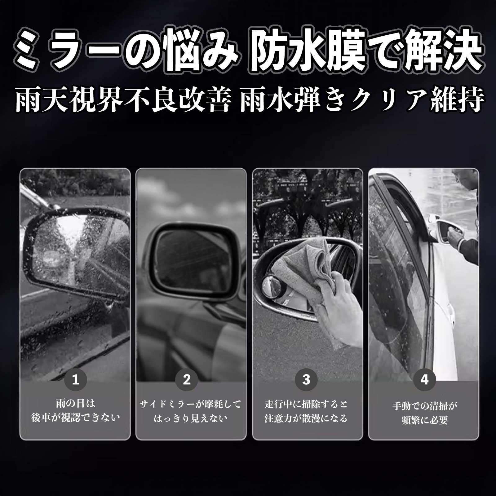 エクストレイル T33 親水 ミラーフィルム 車用 ドアミラー サイドミラー 視界確保 透明タイプ 専用形状 保護フィルム 傷防止 WeCar 関連画像2
