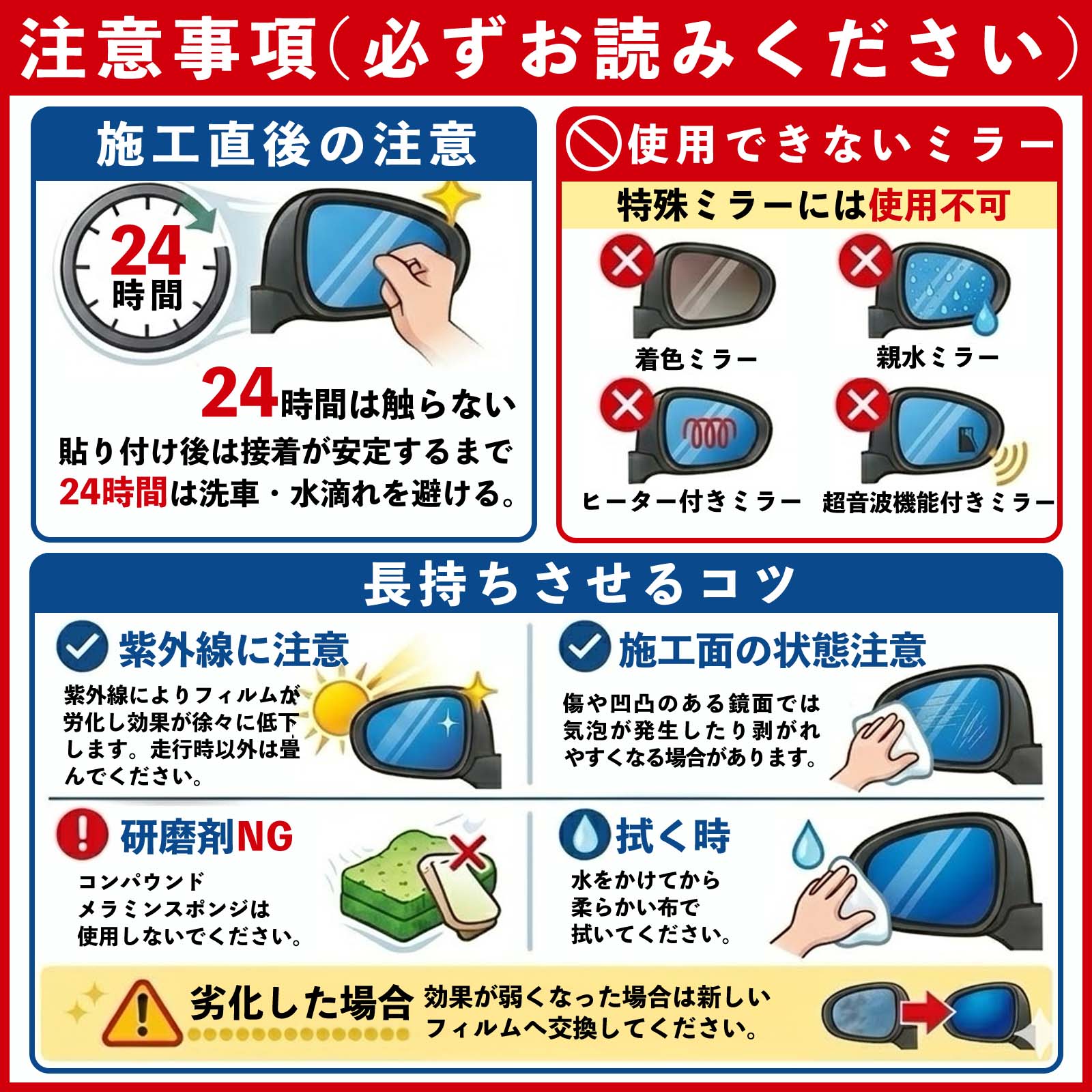トヨタ NZE161G/NZE164G/NRE161G/ZRE162G/NKE165G 親水 防眩ミラーフィルム 車用 ドアミラー サイドミラー 視界確保 透明タイプ 親水 保護フィルム WeCar |  | 10