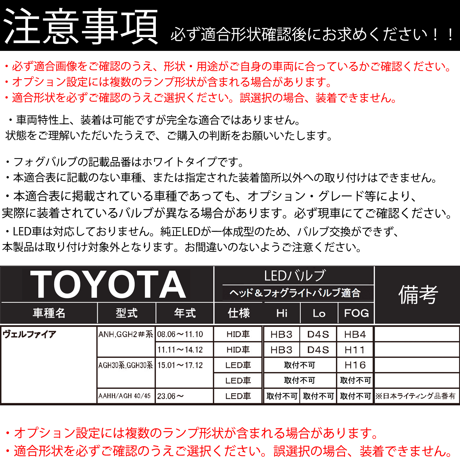 トヨタ ヴェルファイア ANH GGH2#系 30系 LED バルブ ヘッドライト フォグランプ ホワイト D2S/R D4S/R 爆光 Hi/Lo FOG 12V ファンレス WeCar |  | 03