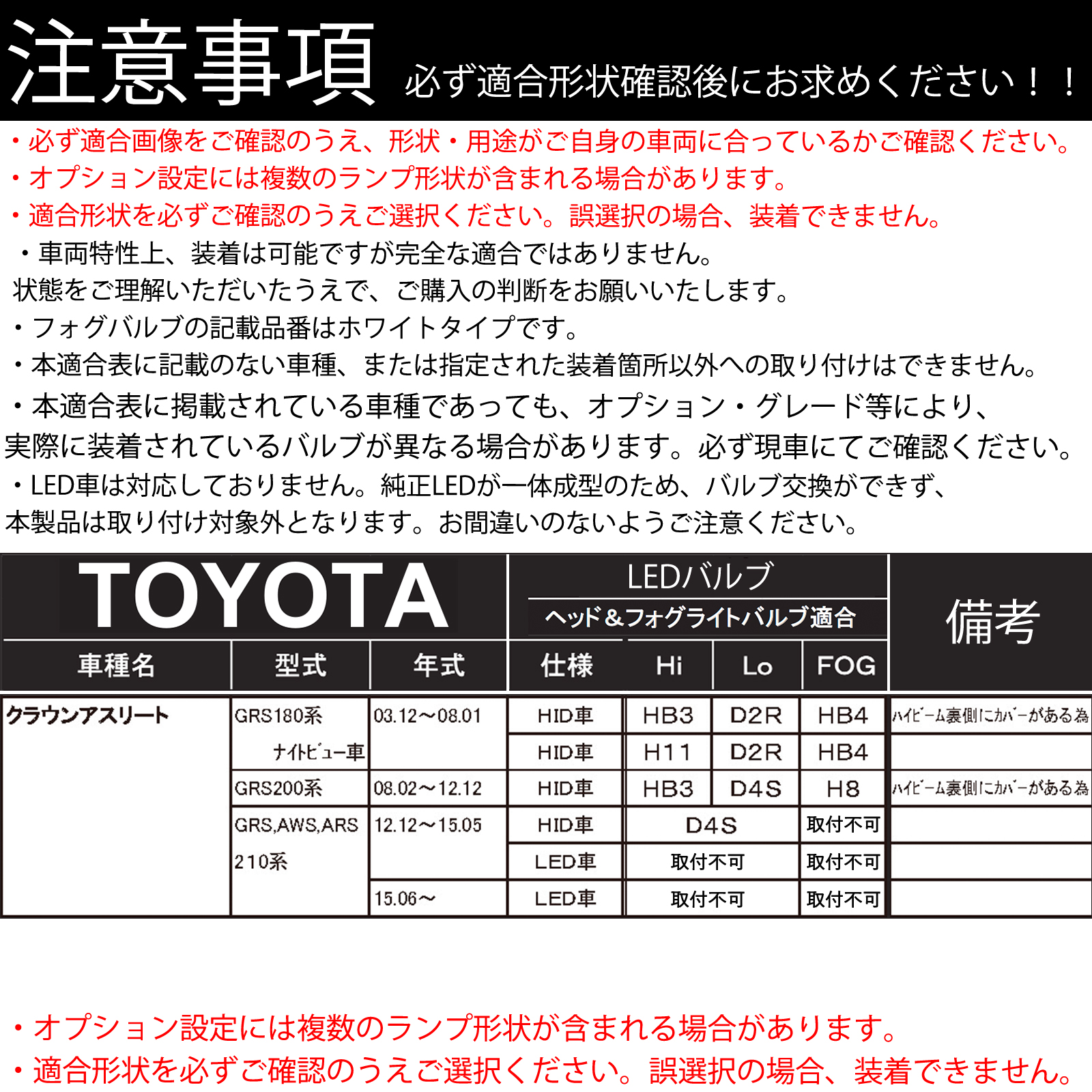 トヨタ クラウンアスリー ト GRS180系 200系 210系 LED バルブ ヘッドライト フォグランプ ホワイト D2S/R D4S/R 爆光 Hi/Lo FOG 12V ファンレス WeCar |  | 03