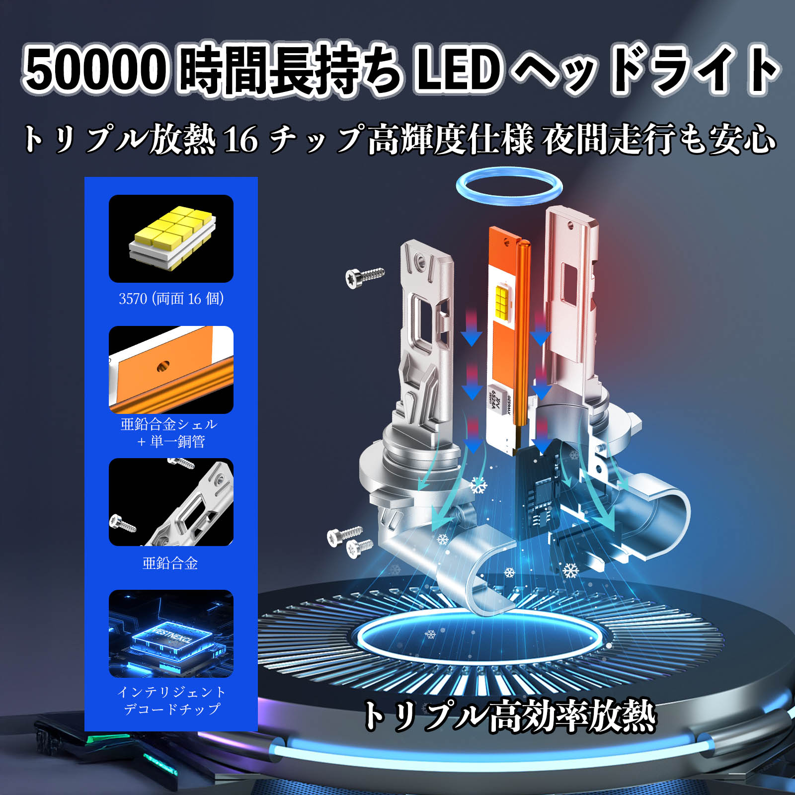 ルークス ML21S B44A B47A LED バルブ ヘッドライト フォグランプ ホワイト H1 H4 H19 HIR2 HB3 HB4 H7 H11 H8 H16 爆光 Hi/Lo FOG 12V ファンレス WeCar 関連画像4