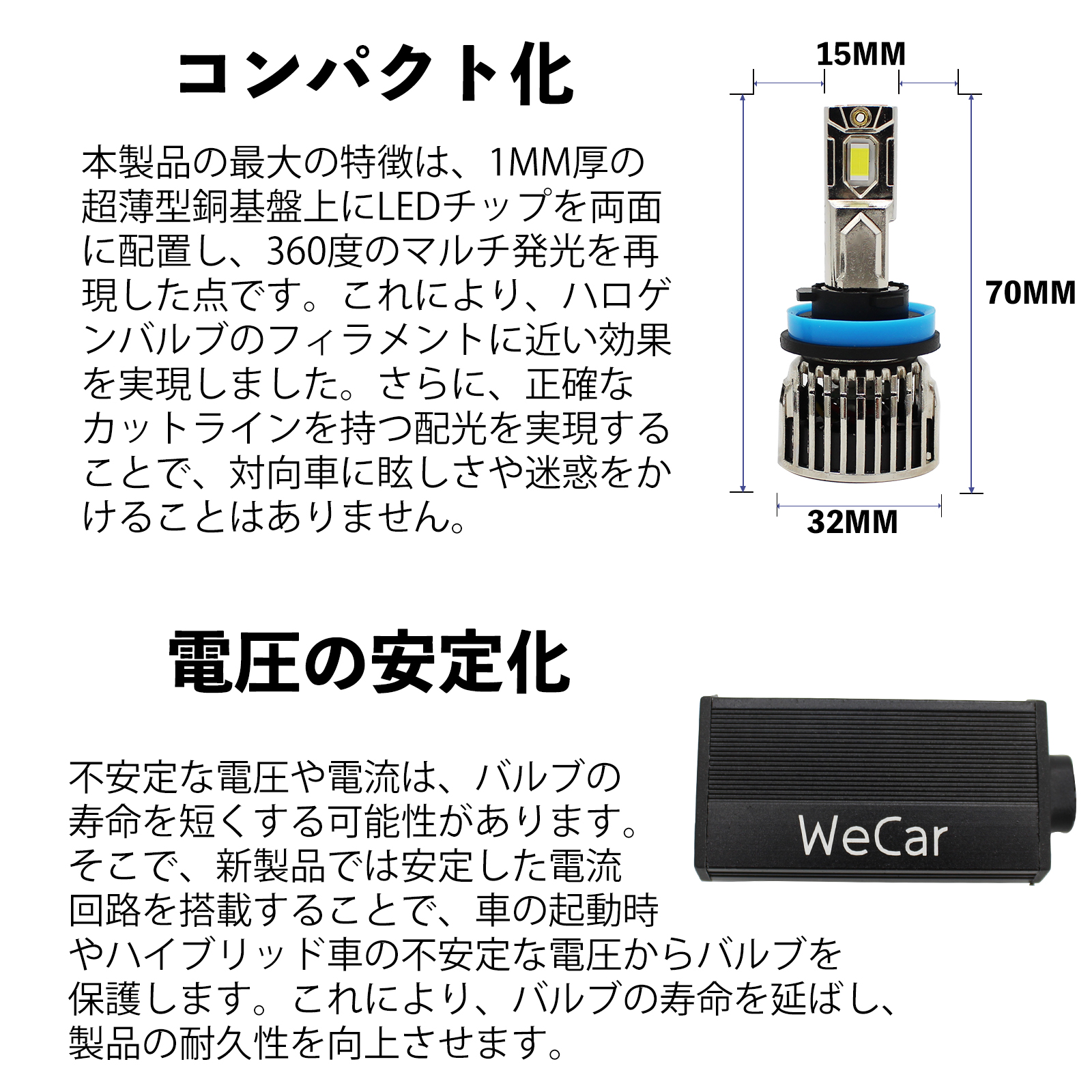 CX-5 LED ヘッドライト バルブ HB4 Hi/Lo 6500K 車検対応 新基準対応 1年保証 WeCar｜wecar｜07