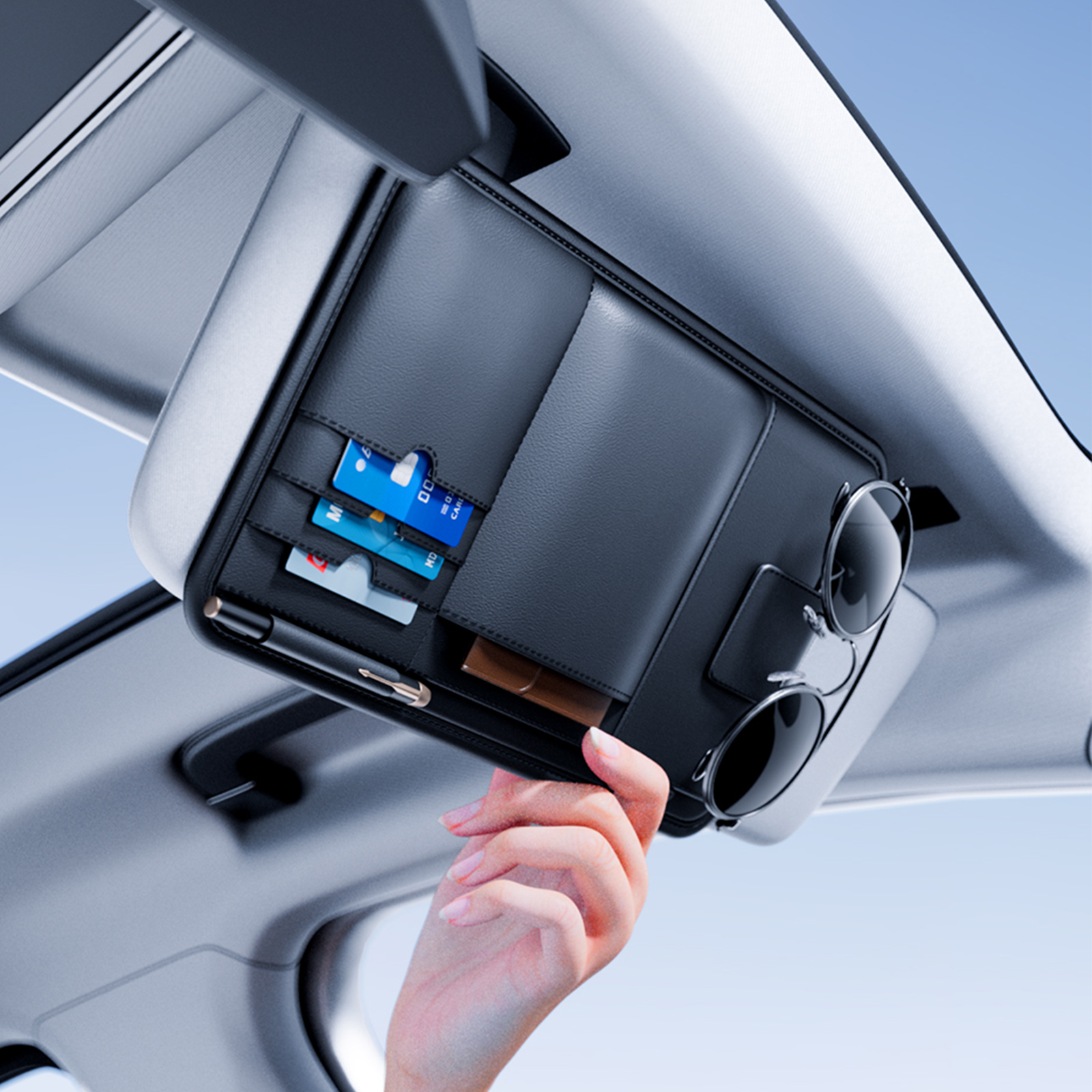 レクサス IS300h サンバイザーポケット サングラスホルダー PU レザー