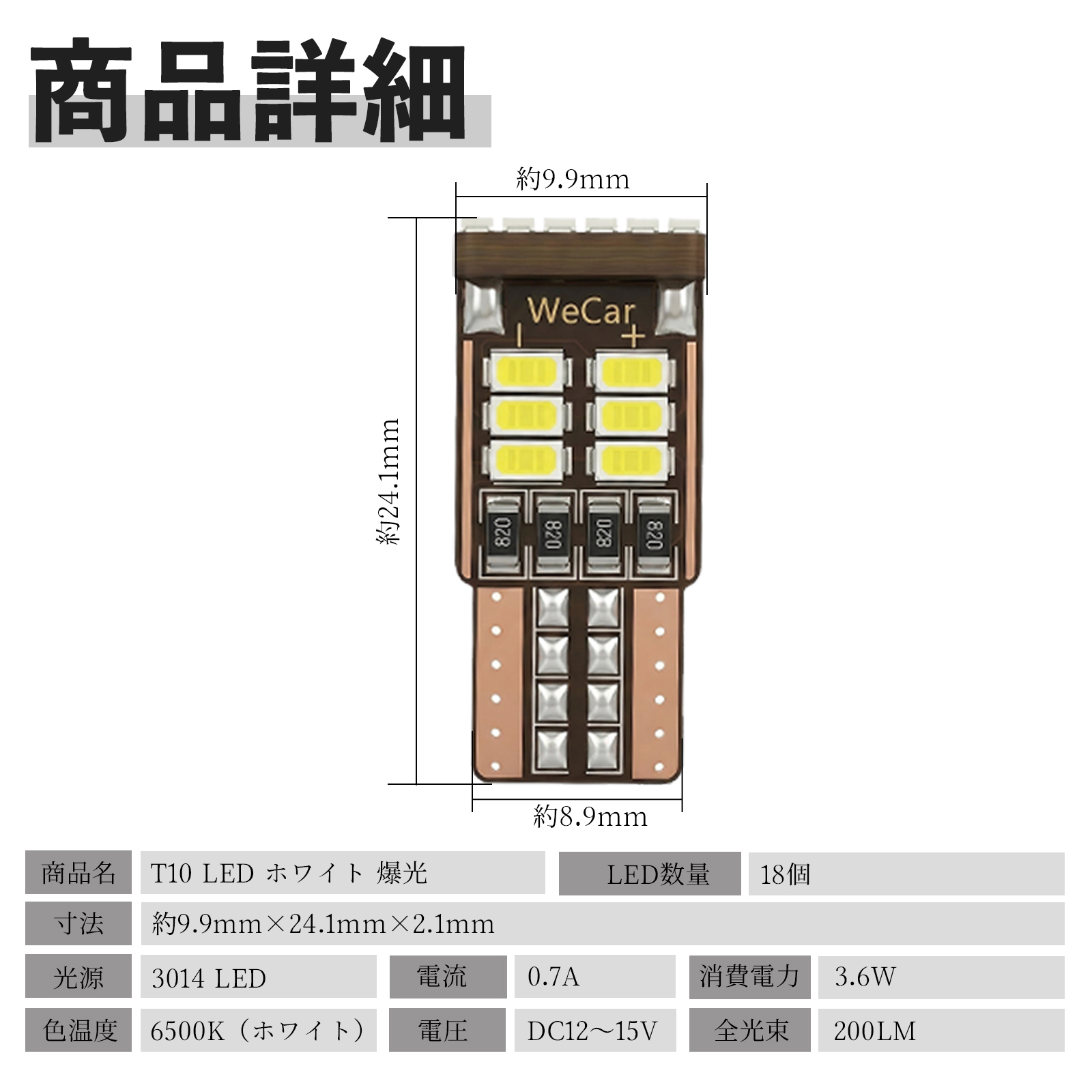 トヨタ ランドクルーザー 250系 T10 LED ホワイト 爆光 高輝度 車検