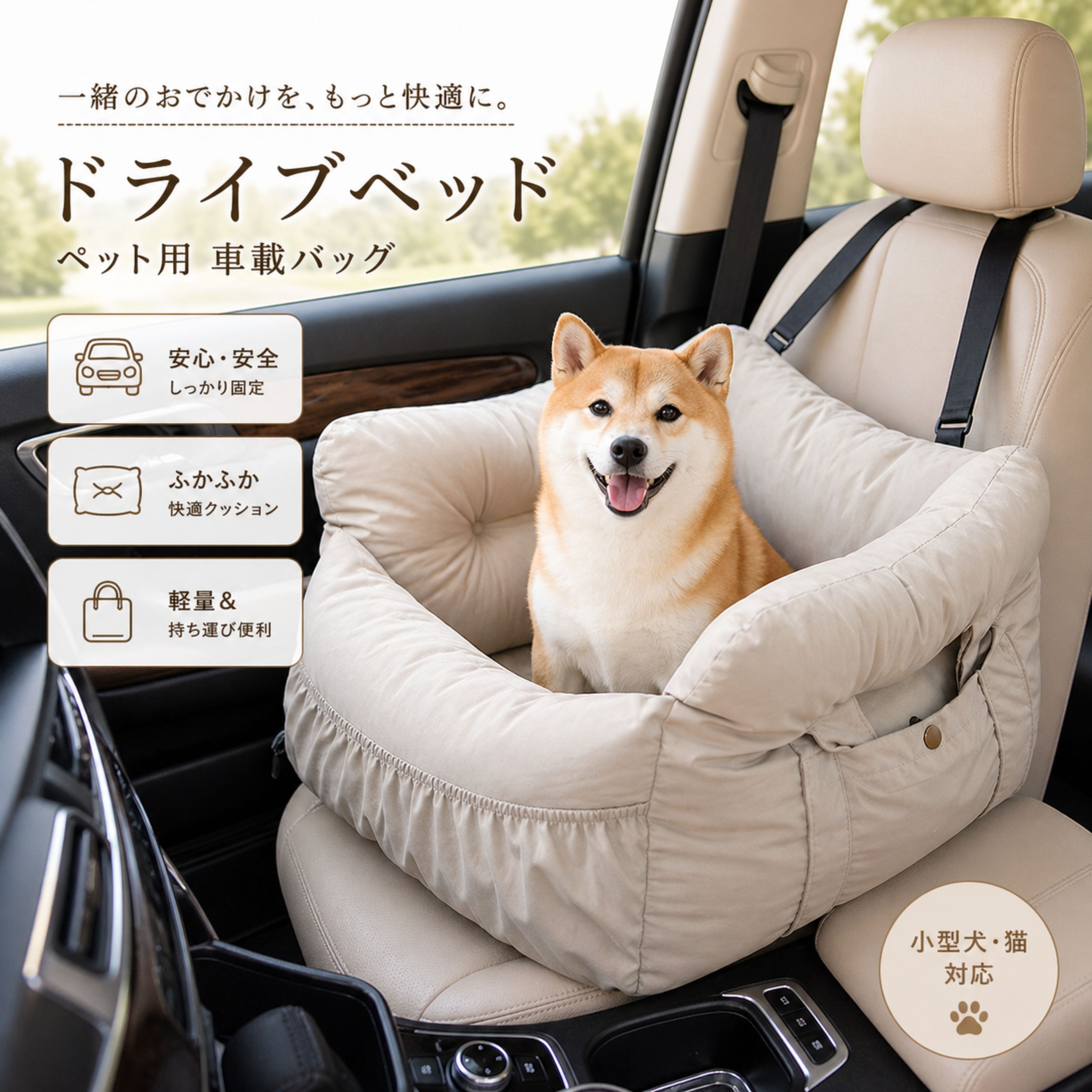 ドライブベッド 犬 車用 ペットベッド 小型犬 猫 3way ドライブ