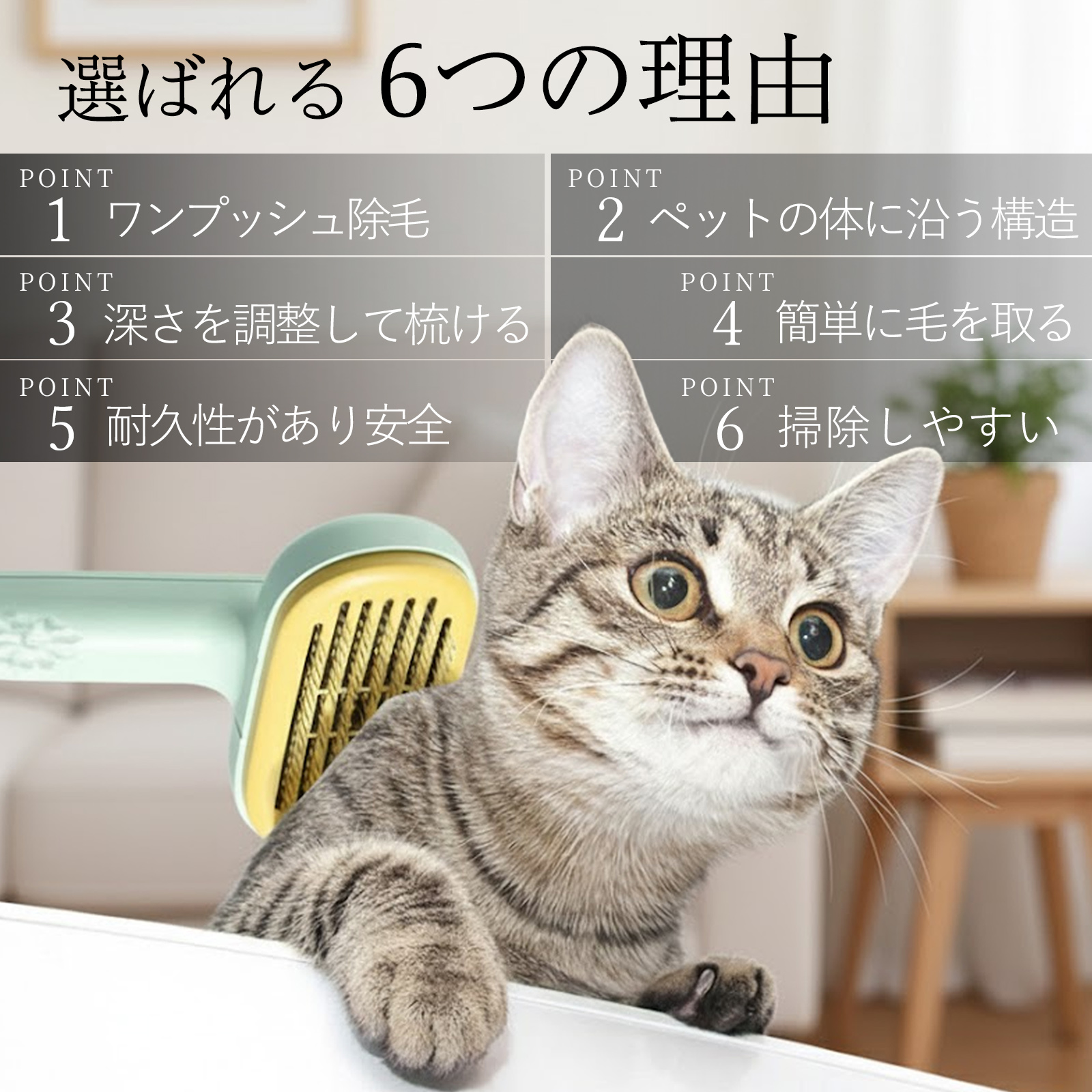 ペットブラシ ペット 犬 猫 ブラシ 痛くない 抜け毛取り 長 短毛兼用 ブラッシング グルーミング ワンプッシュ 丸洗い可能 皮膚に優しい マッサージ ペット用品 |  | 05