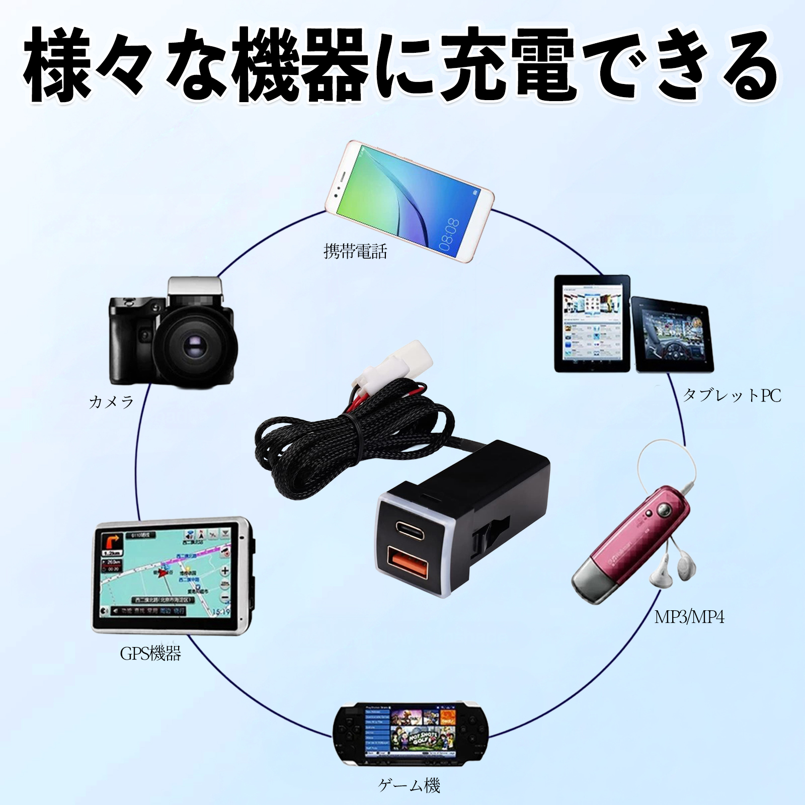 ランディ MZRA90C 95C ZWR90C USB充電器 QC3.0 PD Type-C USB 増設