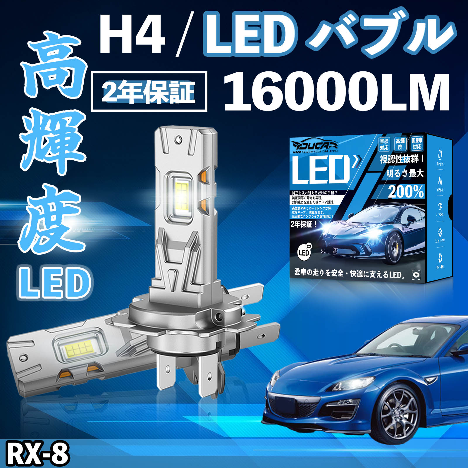 RX-8 SE�|3P LED �o���u �w�b�h���C�g �t�H�O�����v �z���C�g H1 H4 H19 HIR2 HB3 HB4 H7 H11 H8 H16 ���� Hi/Lo FOG 12V �t�@�����X WeCar