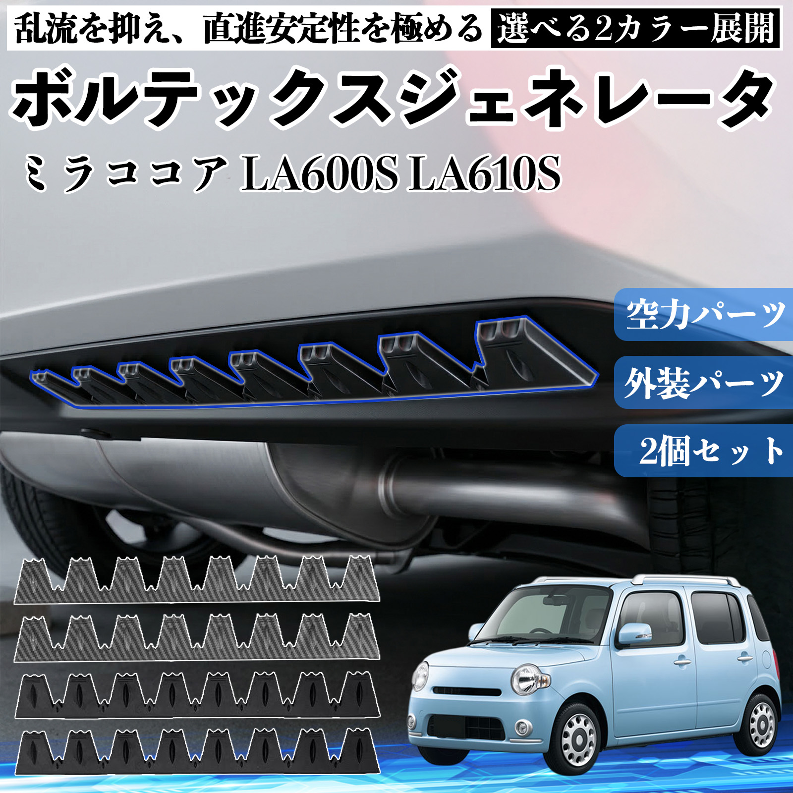 リアテック　ZC0615 ダイハツ ミラココア LA600S LA610S ボルテックスジェネレータ