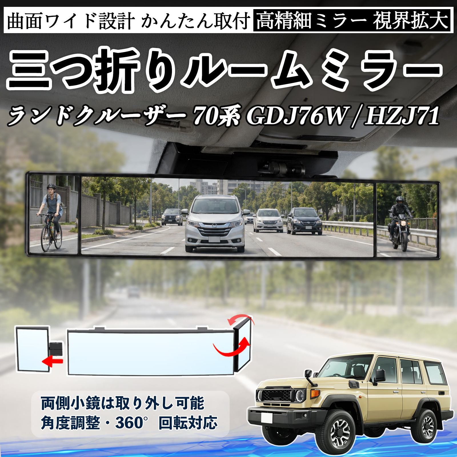 トヨタ ランドクルーザー 70系 GDJ76W / HZJ71 ルームミラー 車用