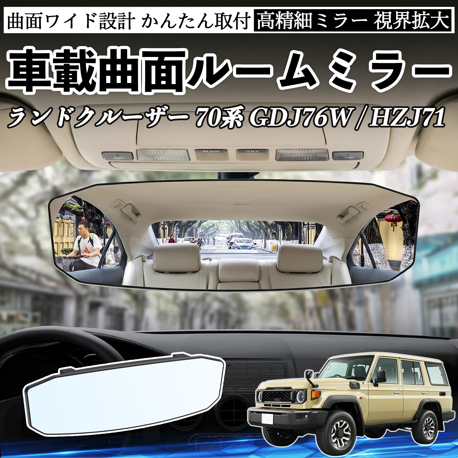 トヨタ ランドクルーザー 70系 GDJ76W / HZJ71 ルームミラー ワイド