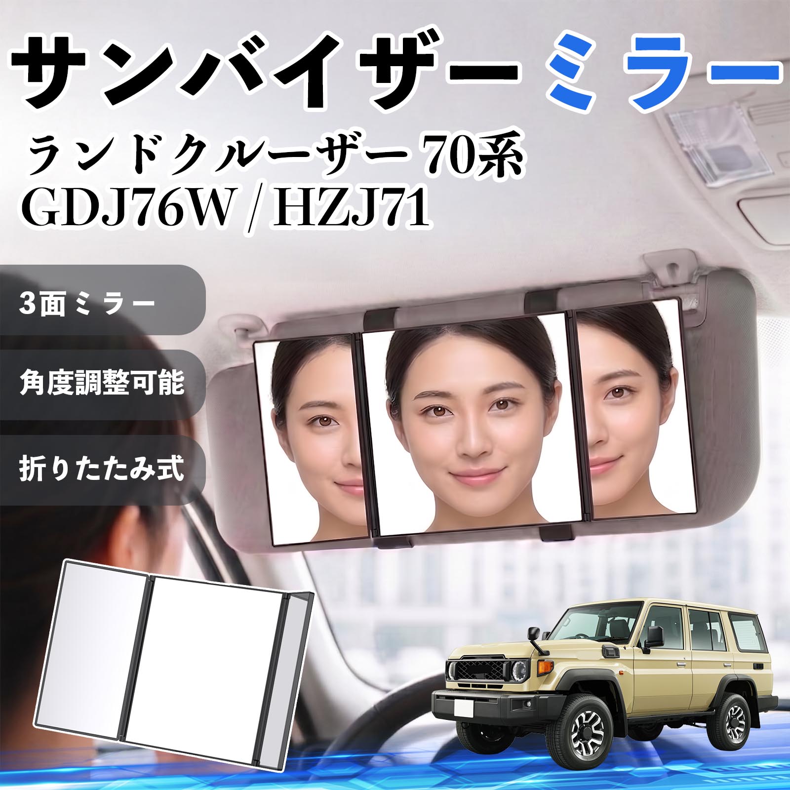 トヨタ ランドクルーザー 70系 GDJ76W / HZJ71 サンバイザーミラー