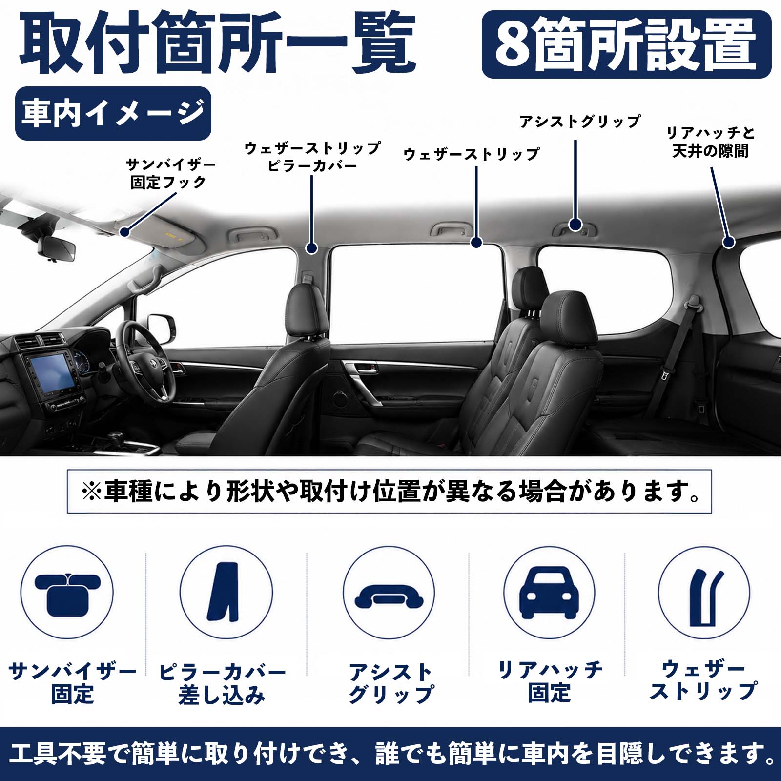 スズキ クロスビー 車用カーテン 車用 遮光カーテン 車中泊 取付簡単