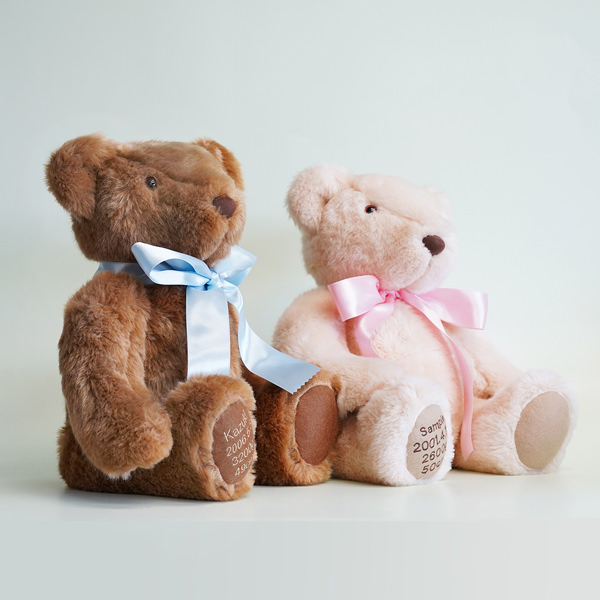 ハンドメイド☆テディベア作家の作品☆ハープを持ったベア2体セット☆楽器を持つベア ウェイトベア 2体セット 両親 プレゼント 足裏刺繍可 赤ちゃん