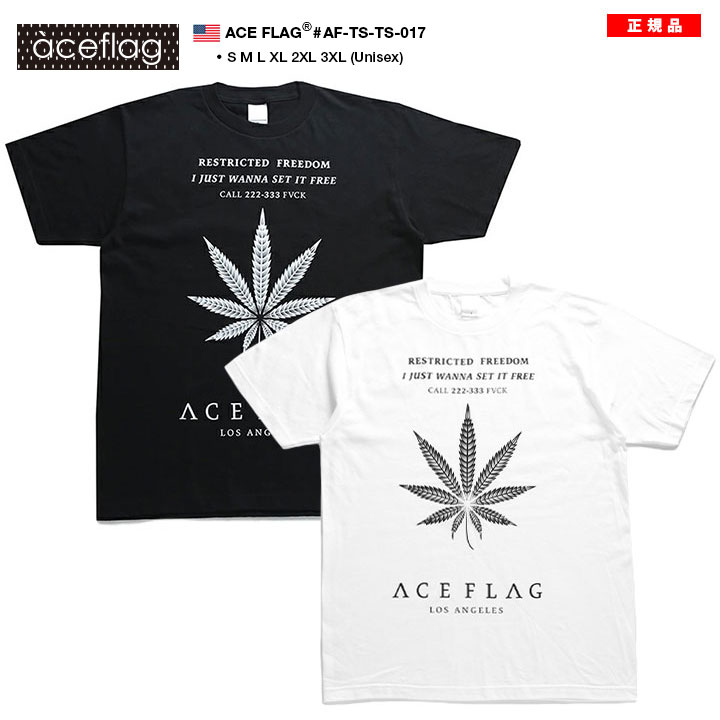 ACE FLAG Tシャツ 半袖 大きいサイズ ビッグシルエット エースフラッグ おしゃれ かっこいい マリファナ 大麻 ロゴ ヒップホップ ストリート系 ブランド｜weekindenim｜04
