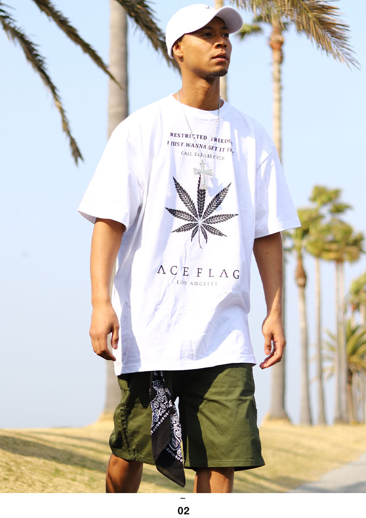ACE FLAG Tシャツ 半袖 大きいサイズ ビッグシルエット エースフラッグ おしゃれ かっこいい マリファナ 大麻 ロゴ ヒップホップ ストリート系 ブランド｜weekindenim｜08
