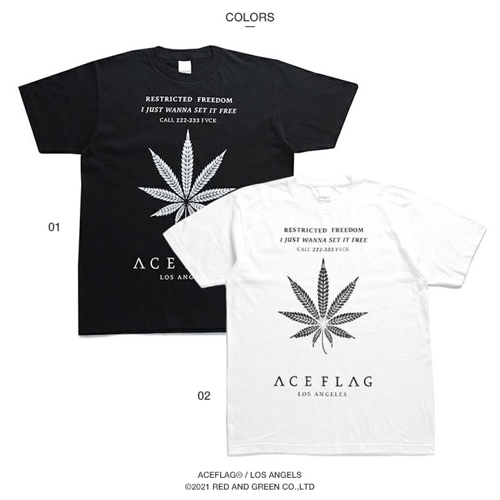 ACE FLAG Tシャツ 半袖 大きいサイズ ビッグシルエット エースフラッグ おしゃれ かっこいい マリファナ 大麻 ロゴ ヒップホップ ストリート系 ブランド｜weekindenim｜11