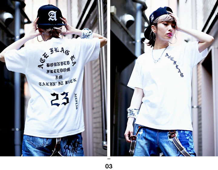 ACE FLAG Tシャツ 半袖 大きいサイズ ビッグシルエット エースフラッグ おしゃれ かっこいい ナンバー 23 ロゴT ヒップホップ ファッション ダンス ストリート系｜weekindenim｜11