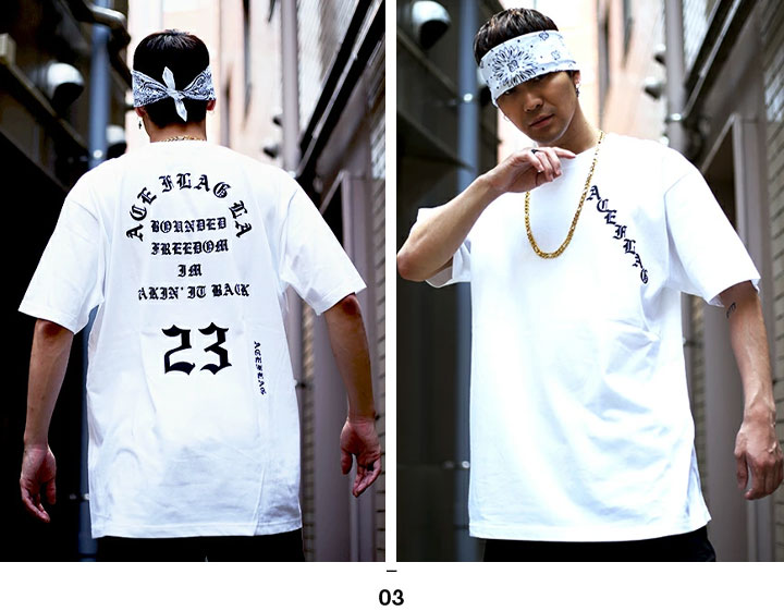 ACE FLAG Tシャツ 半袖 大きいサイズ ビッグシルエット エースフラッグ おしゃれ かっこいい ナンバー 23 ロゴT ヒップホップ ファッション ダンス ストリート系｜weekindenim｜10