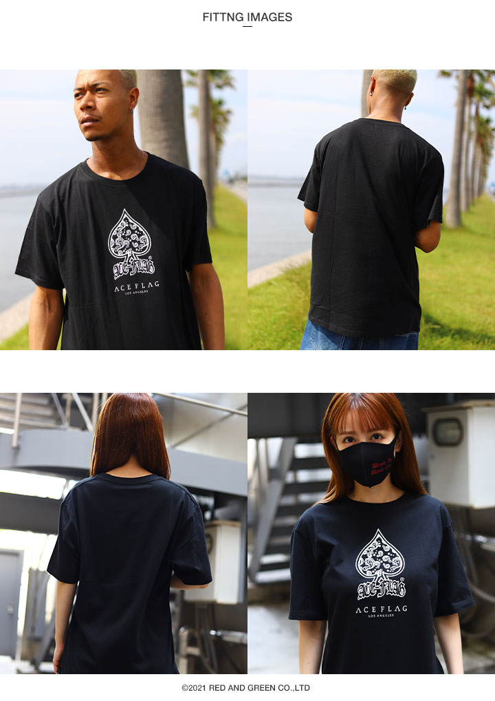 ACEFLAG（エースフラッグ） ACEFLAG Tシャツ 半袖 春夏用 黒 白 M-2XL