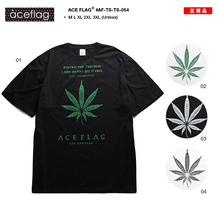 ACE FLAG Tシャツ 半袖 大きいサイズ エースフラッグ シンプル 大麻 マリファナ ヘンプ ロゴ チカーノ ローライダー｜weekindenim｜04